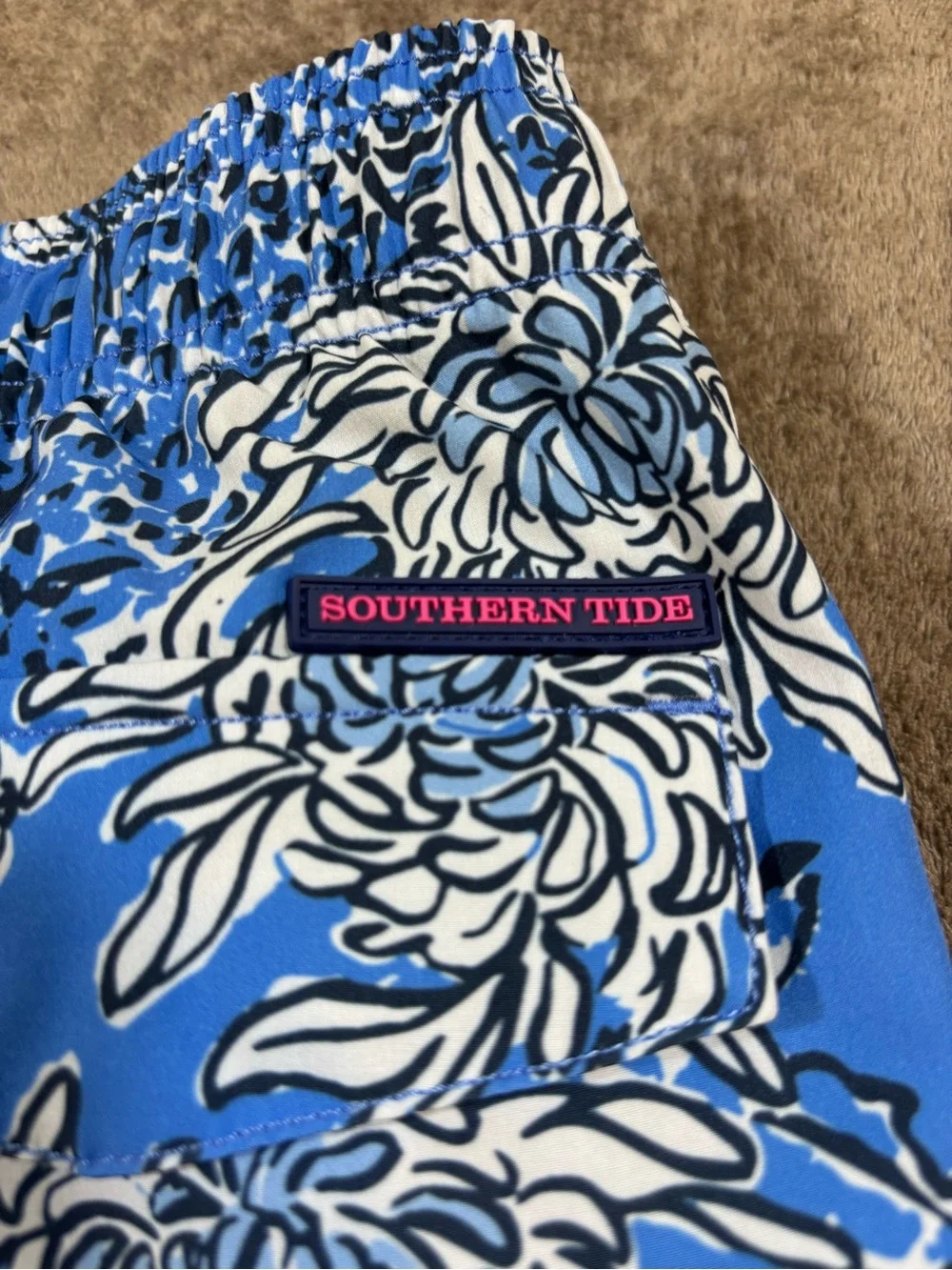 Lilly Pulitzer x Southern Tide Boca Blue Swim Trunks Boys Large 12-14